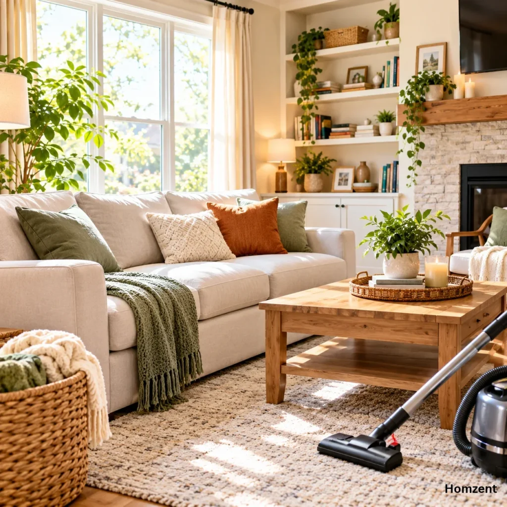 Clean-living-room-with-vacuumed-upholstery-fluffed-pillows-and-natural-light