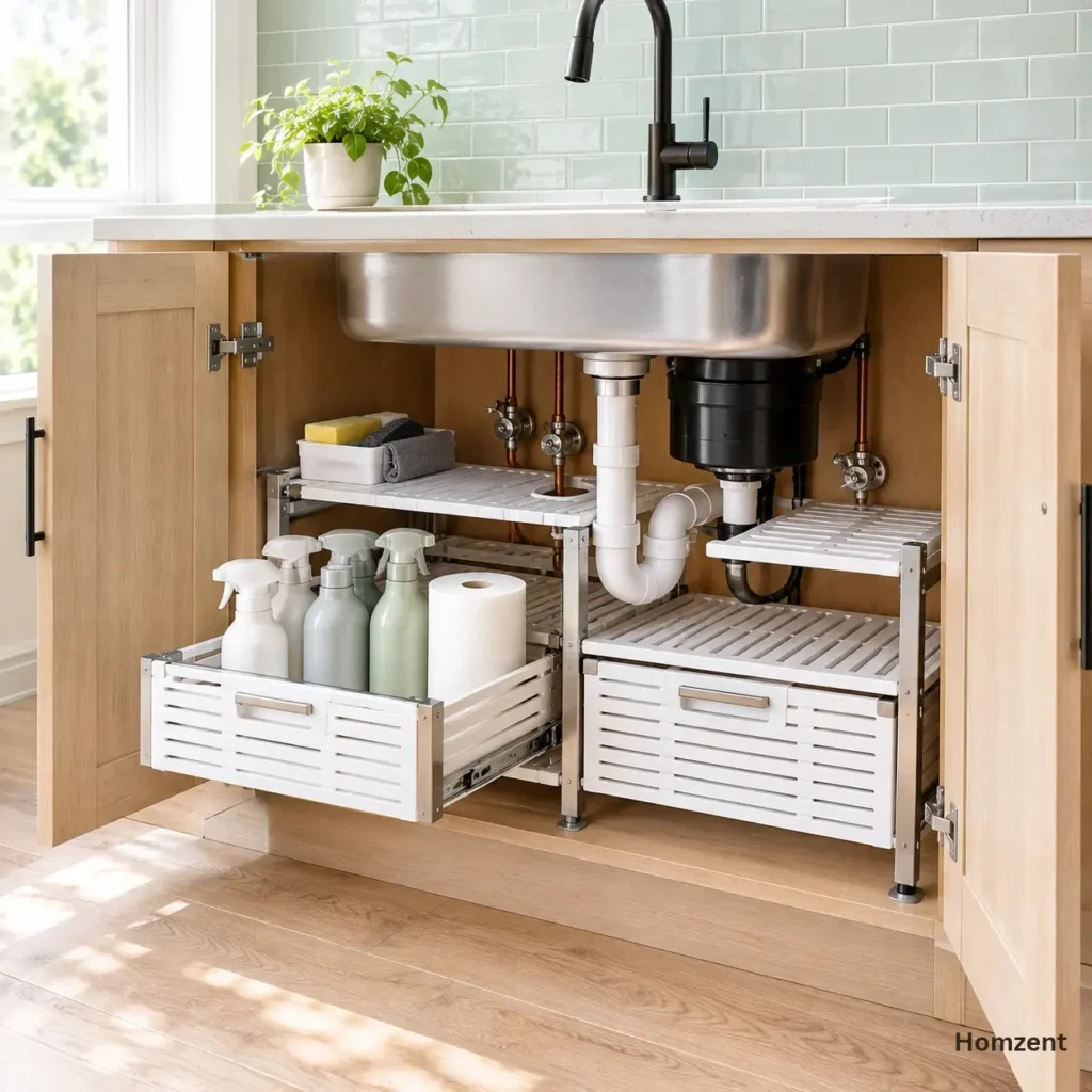 How to organize cabinets around plumbing and pipes