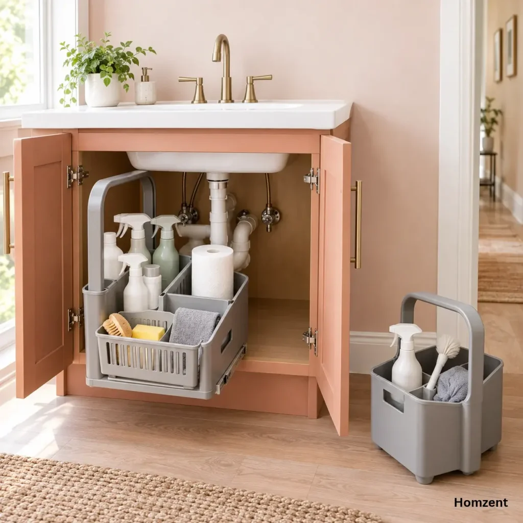 Portable storage solutions for multi-room cleaning