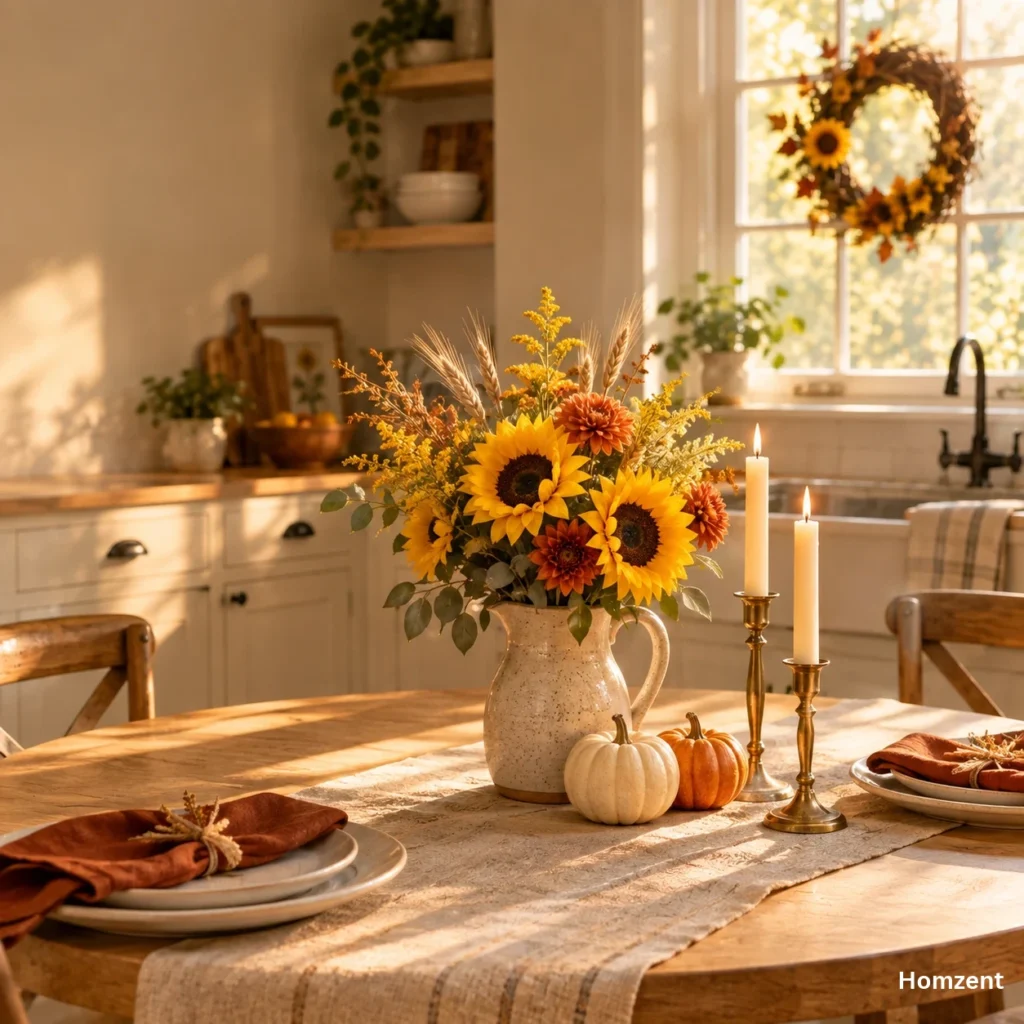Seasonal sunflower kitchen decor fall