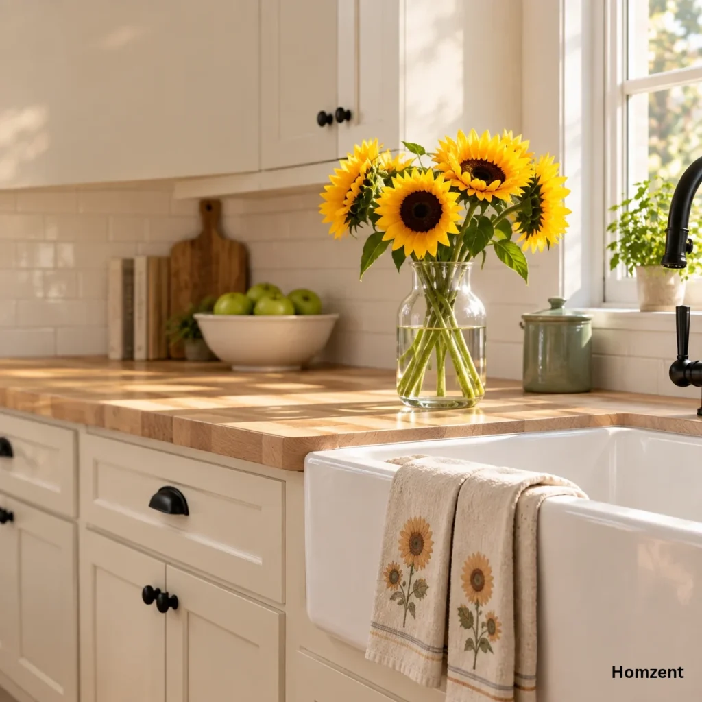 Sunflower kitchen accent placement ideas