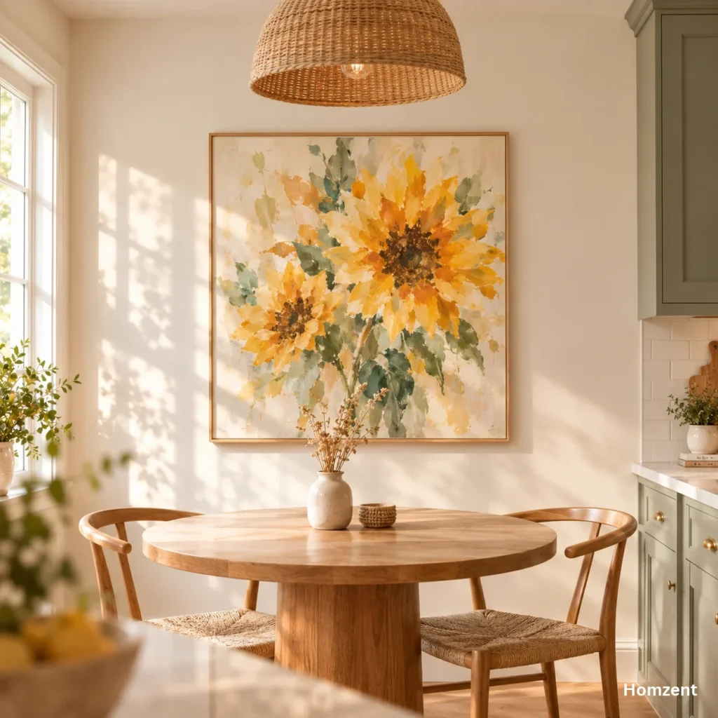 Sunflower wall art ideas kitchen